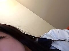 Japanese Teen with Beautiful Skin and Tits Gets Deep Blowjob